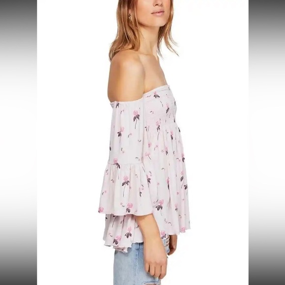 Free People Lana Off Shoulder Tunic Floral Size XS | MSRP $98 OB938678 Pink NWT - Picture 5 of 9